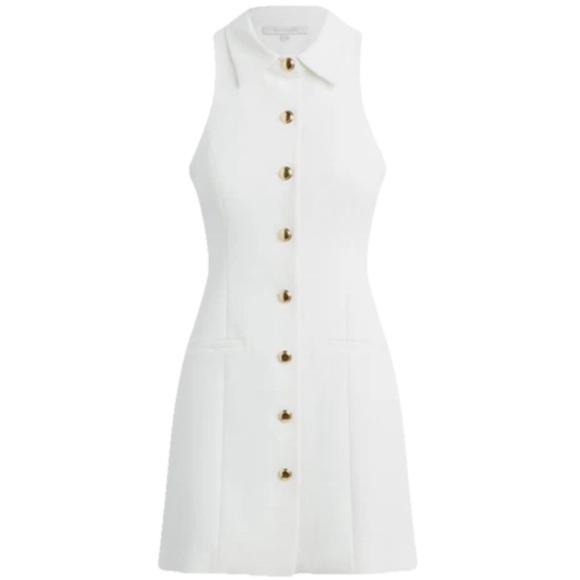 ✨NEW✨ FAVORITE DAUGHTER Uptown Girl Mini Dress Button Up Ivory Gold  8 - Picture 1 of 11